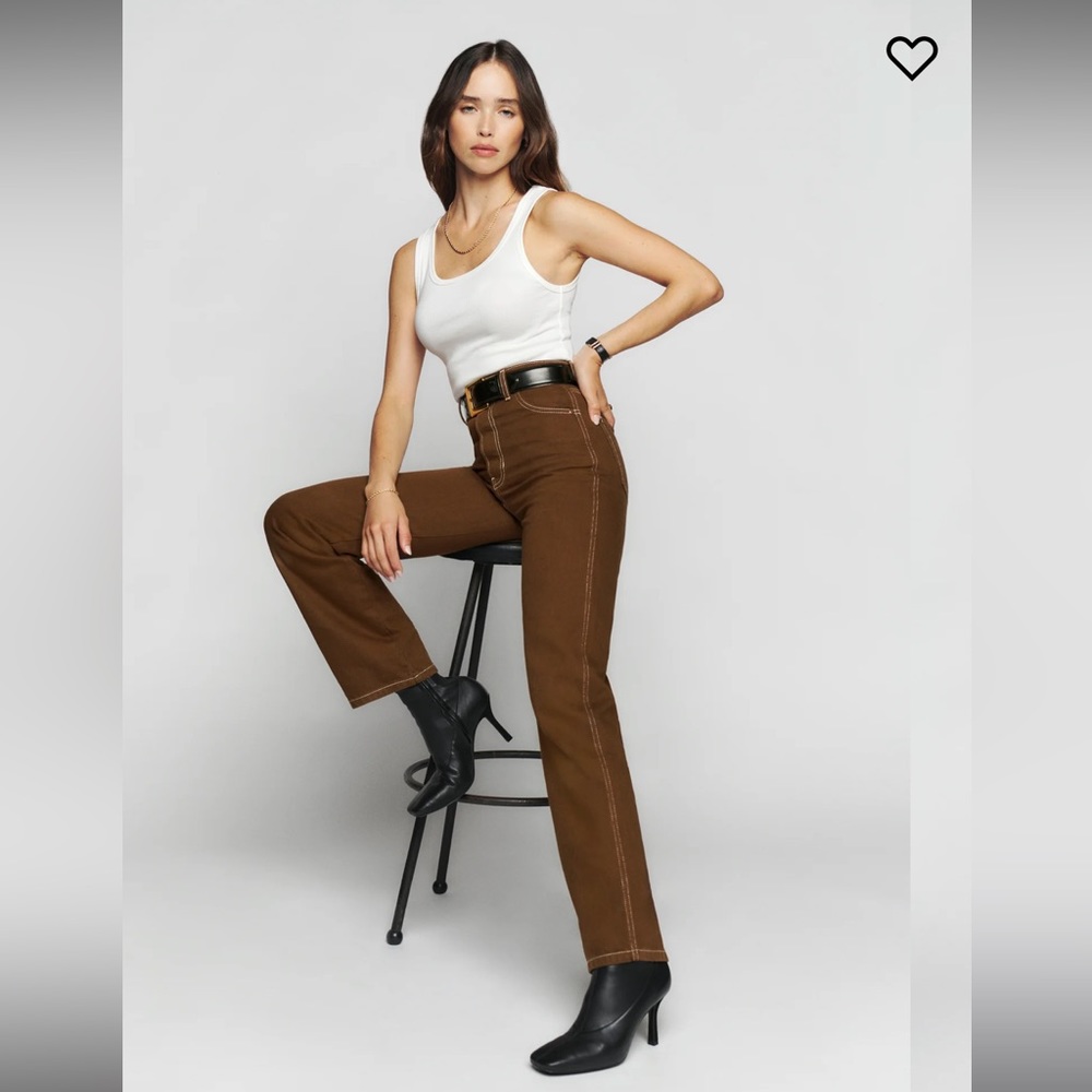 Cowboy High Rise Straight Jeans - Chocolate